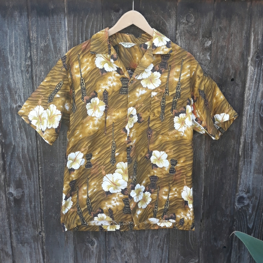 Vintage 1950 HOOKANO Hawaiian Hibiscus Shirt